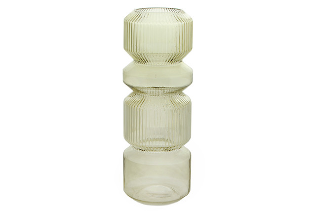 BIBO RIBBED GLASS CYLINDER VASE 35 X 13 X 13 CM