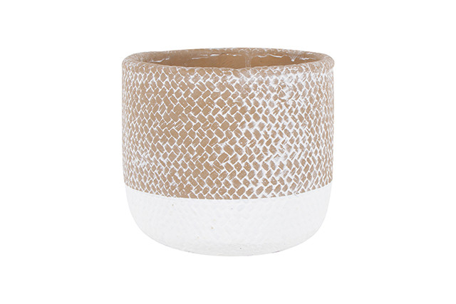 BIPIN CEMENT PATTERN POT WITH HOLE AND STOPPER 18X16CM