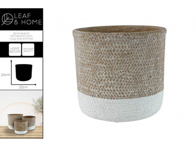 BIPIN CEMENT PATTERN POT WITH HOLE AND STOPPER 24X22CM