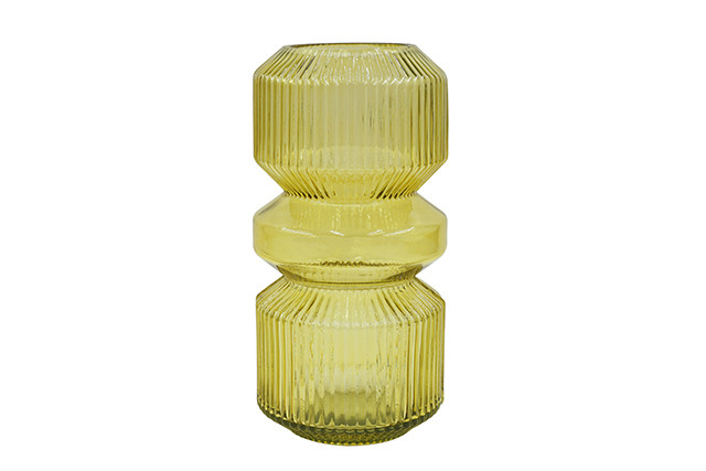 BIL RIBBED GLASS CYLINDER VASE 25 X 13 X 13CM