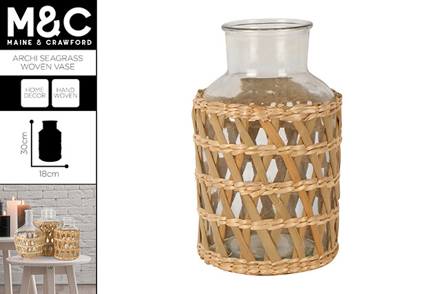 ARCHI SEAGRASS WOVEN VASE H30 X D18CM