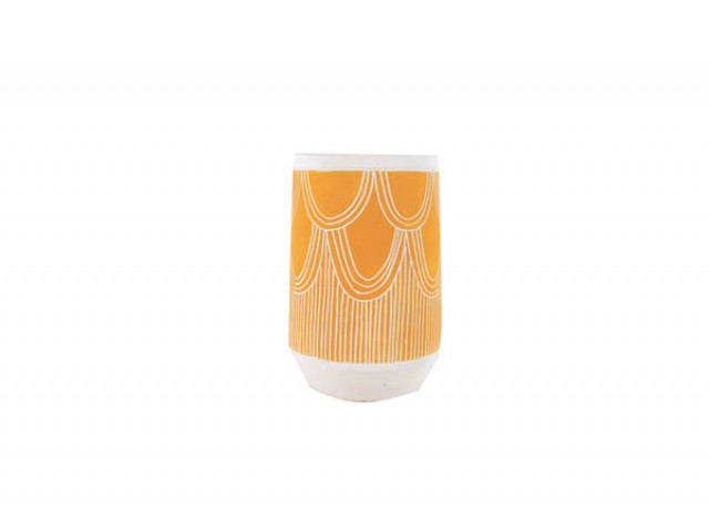 DELPHINA YELLOW CEMENT VASE 21X15X15CM