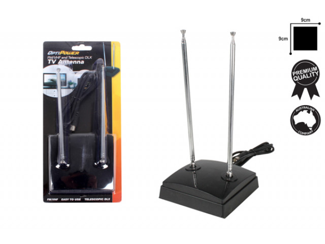 TV INDOOR ANTENNA  AERIAL FM VHF TELESCOPIC DLX