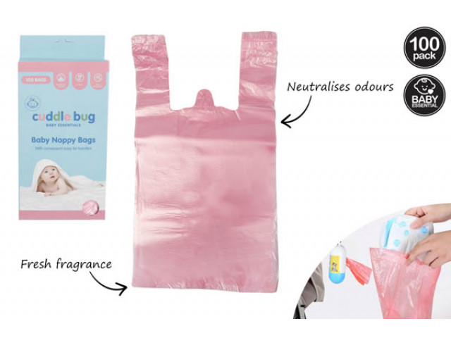 NAPPY BAGS 100PK WITH EASY TIE HANDLES