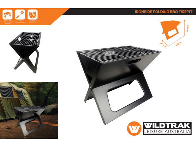 IRONSIDE FOLDING BBQ FIREPIT 40X48X32CM AC CC1010