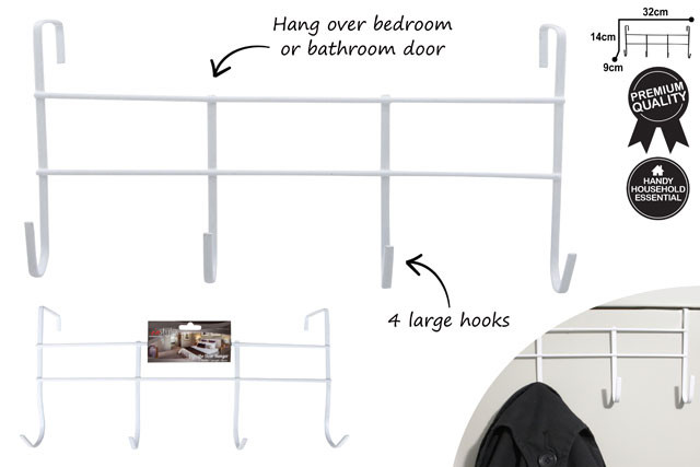 OVER DOOR HOOKS / HANGER 4 HOOKS 14 X 32 X 9CM
