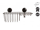 SUCTION CUP SHOWER SHELF WITH HOOK MATTE BLACK 30X15X12CM