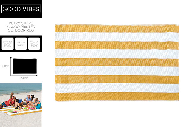 PRINTED OUTDOOR RUG RETRO STRIP MANGO 270 X 180CM