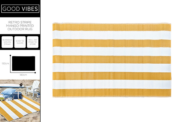 PRINTED OUTDOOR RUG RETRO STRIPE MANGO 180X120CM