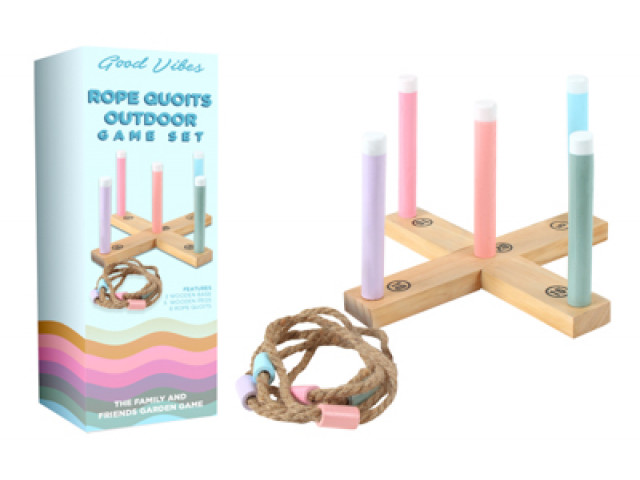 ROPE QUOITS OUTDOOR GAME SET PINE WOOD 28X28CM