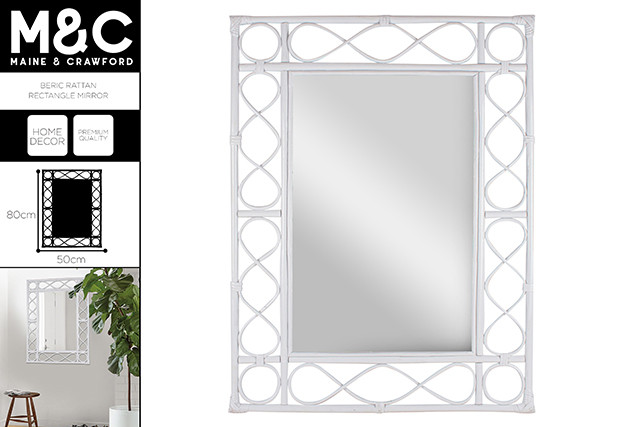 BERIC RATTAN RECTANGLE MIRROR 80X50CM