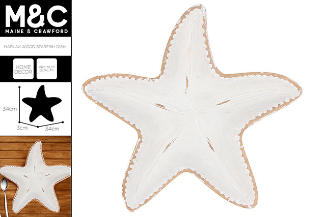 HARLAK WOOD STARFISH DISH 34X34X3CM