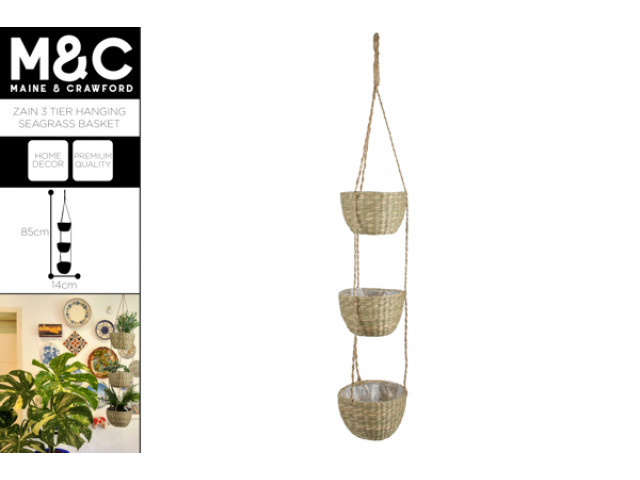 SEAGRASS BASKET 3 TIER HANGING 85X14CM