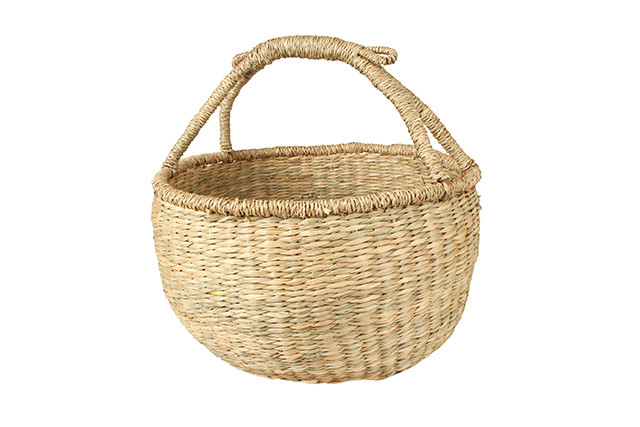NATURAL  SEAGRASS BASKET 40X34 CM WITH CARRY HANDLE