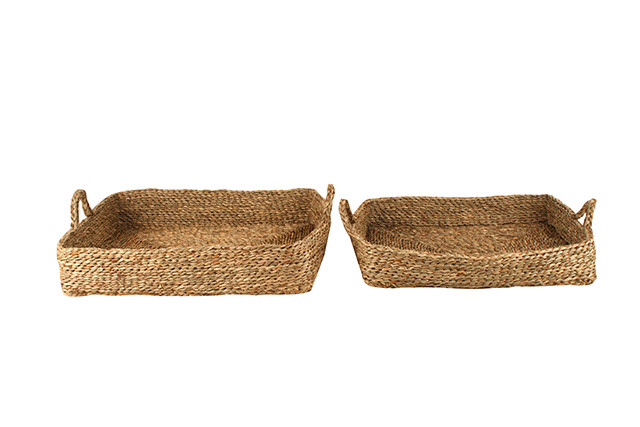 S2 WOVEN SEAGRASS TRAYS 48X40 CM WITH HANDLE