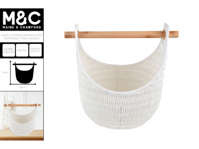 HAZEL STORAGE BASKETS WITH REMVBLE POLE HNDL 43X38CM LGE