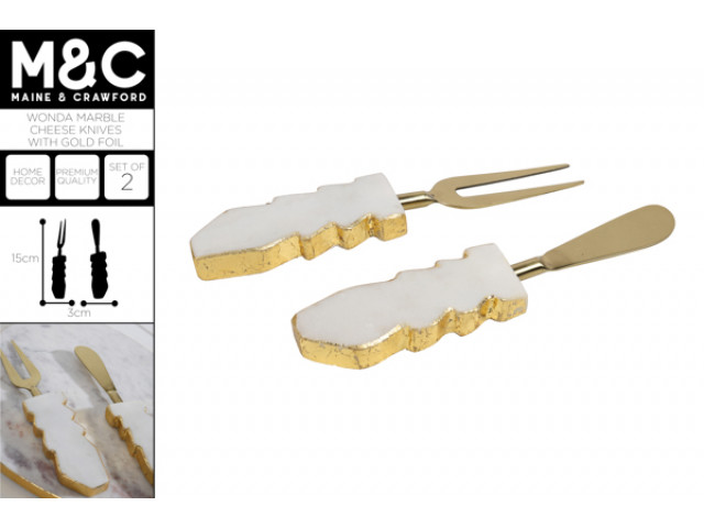 WONDA MARBLE S2 CHEESE KNIVES WITH GOLD FOIL 15X3X2CM