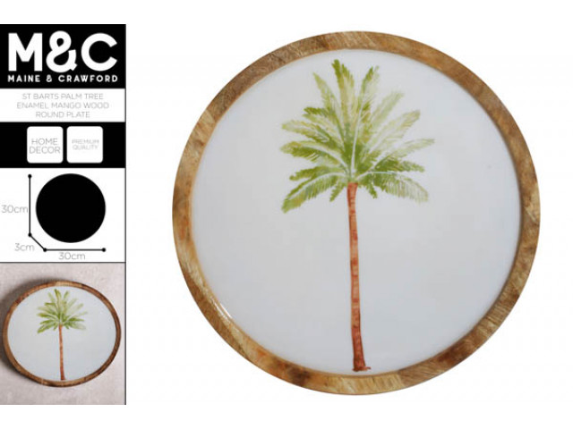 ST BARTS PALM PLATE 30X30X3CM