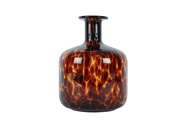 EASTON AMBER LEOPARD PRINT VASE H22 X D16CM