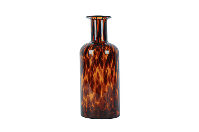 EASTON AMBER LEOPARD PRINT VASE H30 X D12CM