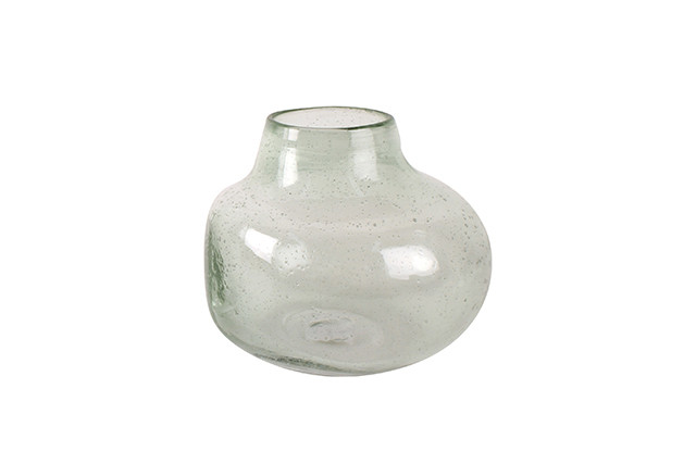 IGAN HAND BLOWN GLASS ROUND VASE 17 X 16 X 8CM