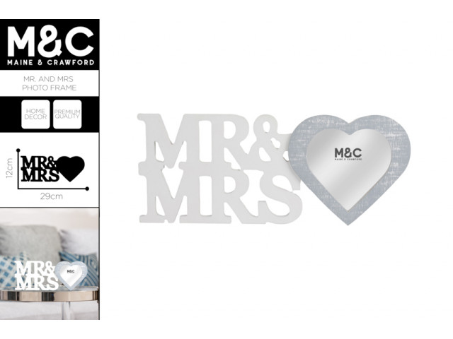 MR AND MRS PHOTO FRAME WHITE N GREY 29X12CM