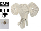 BAYLEE CAST IRON ELEPHANT HEAD W TRUNK HOOK 13X11X7CM