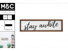 CAHRL STAY AWHILE PLAQUE MDF BROWN BLACK 47X16X2CM