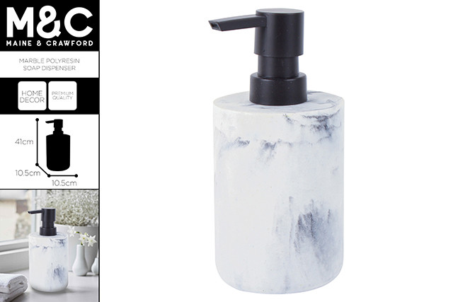 MARBLE POLY RESIN SOAP DISPENSER 16X7X7CM