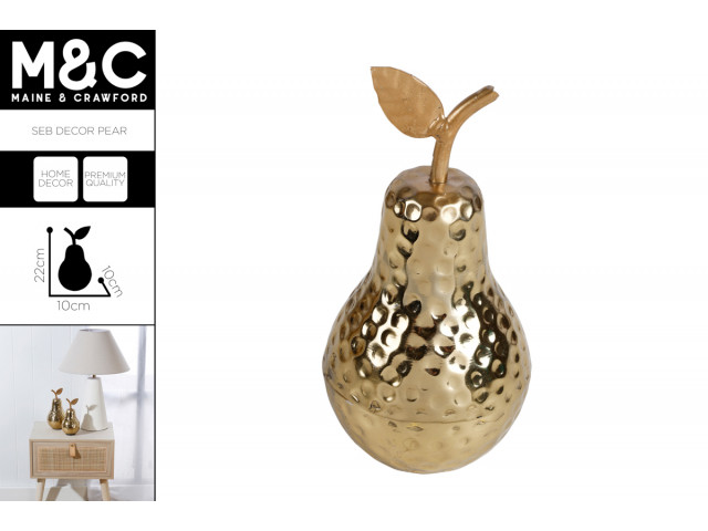SEB DECOR PEAR BRASS GOLD ALUMINUM GOLD PLTD 22X10X10CM