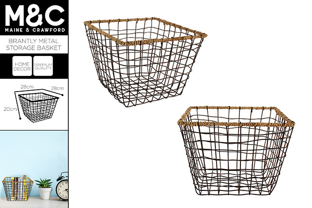 BRANTLY METAL STORAGE BASKET 28X28X20CM