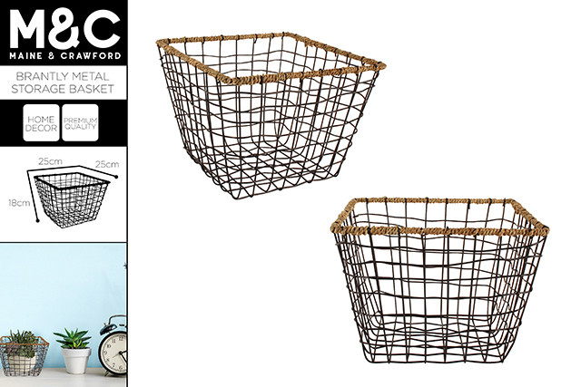 BRANTLY METAL STORAGE BASKET 25X25X18CM