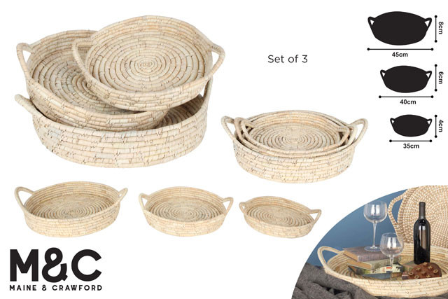 COTTESLOE S3 ROUND TRAY KANS GRASS 45X8CM LGE