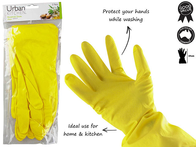 DISHWASHING GLOVES 29 X 12CM 1 PAIR YELLOW