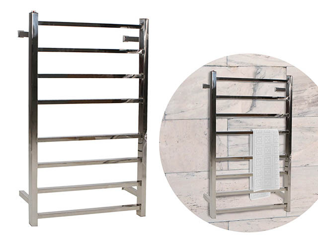 8 RING ELECTRIC HEATED S/S TOWEL RACK 220-240V MOUNTED