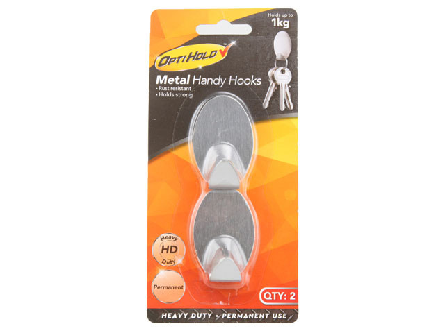 ADHESIVE METAL HOOK SET 2 PK 5.5X3.6CM