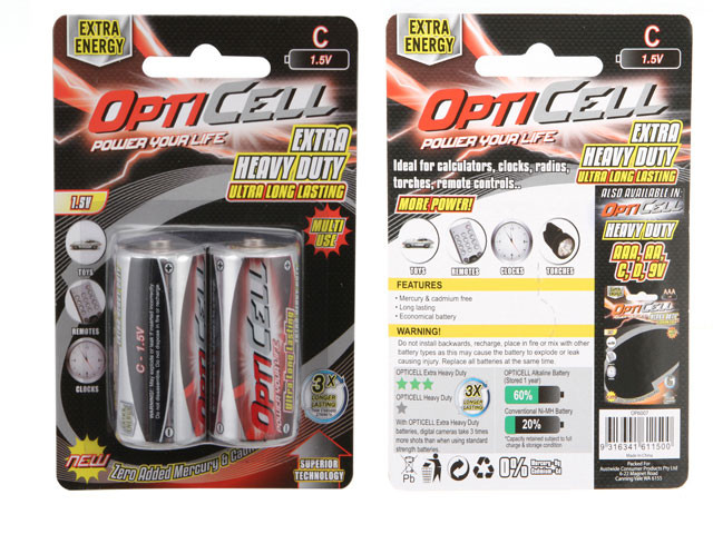 OPTI CELL HEAVY DUTY C BATTERIES 2PK