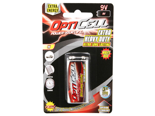 OPTI CELL EXTRA HEAVY DUTY 9V BATTERIES