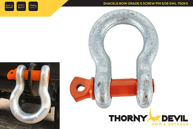 SHACKLE BOW GRADE S SCREW PIN 5/16 SWL 750KG SH101008