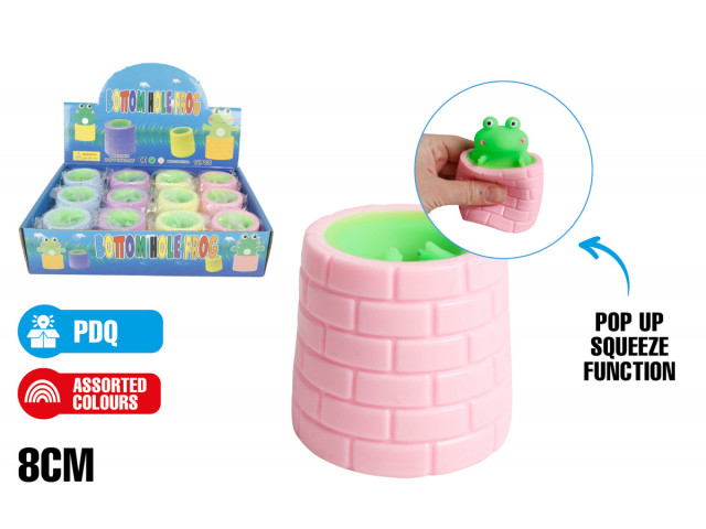 POP UP SQUEEZE FROG 4ASST CLRS IN PDQ 8CM