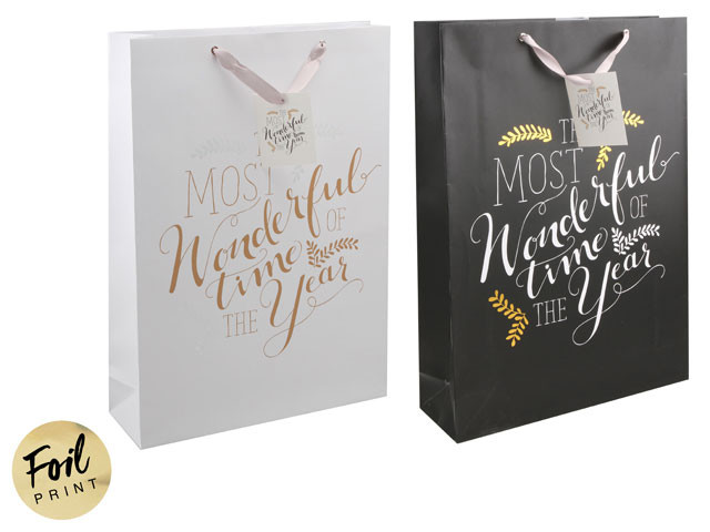 GIFT BAG JUMBO FOIL PRINT WONDERFUL 32 x 44 x 10CM 2 ASS