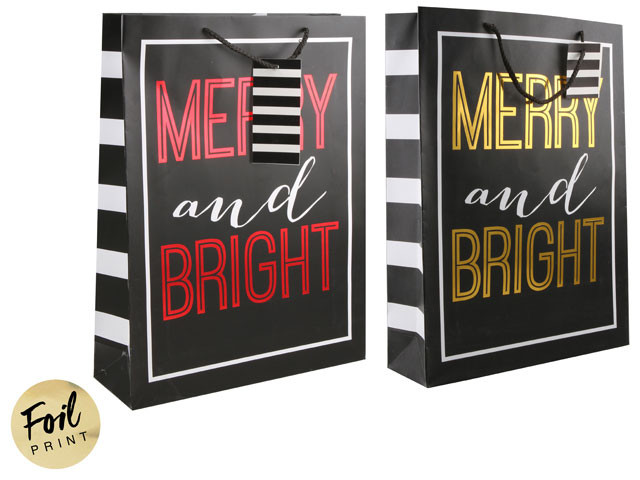 GIFT BAG JUMBO FOIL PRINT BRIGHT 32 x 44 x 10CM 2 ASST