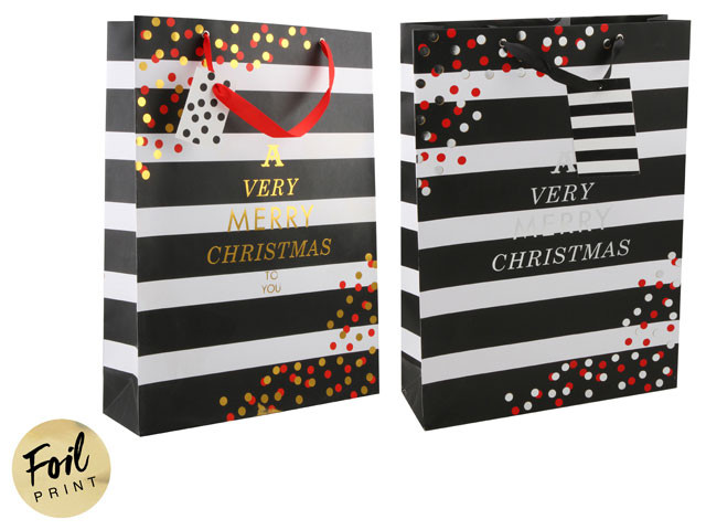 GIFT BAG JUMBO FOIL PRINT VERY MERRY 32 x 44 x 10CM 2 AS