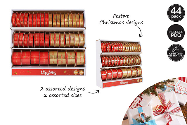 RIBBON 2ASST MERRY XMAS FULL PRINT IN PDQ 2M