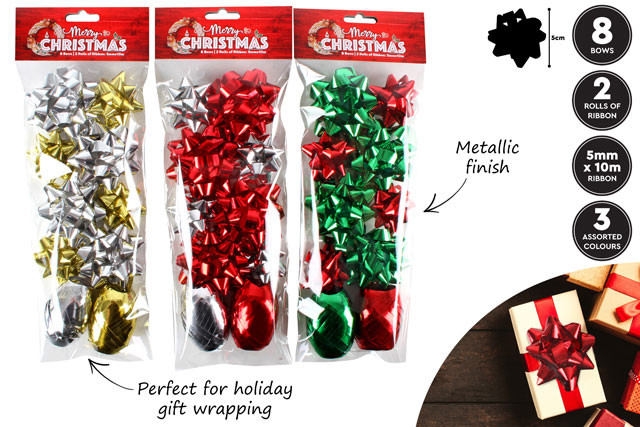 GIFT WRAPPING SET 3 STAR BOW 2 STAR BOW 2 RIBB