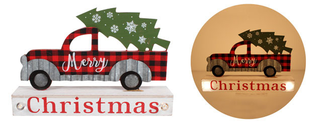 XMAS TRUCK LIGHT UP XMAS ORNAMENT STAND 29.5X19.5X5.5CM