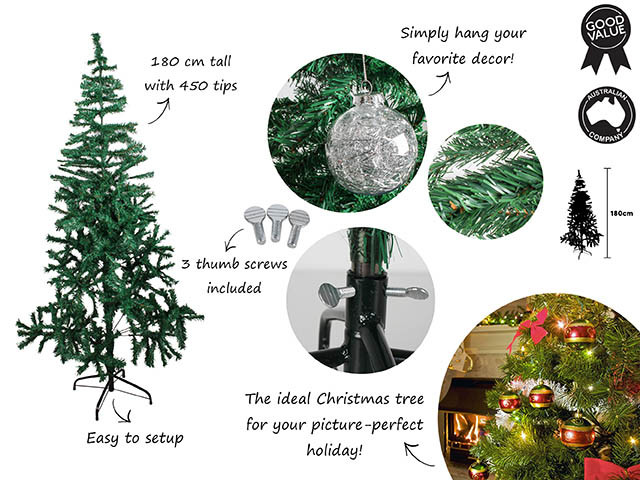 XMAS TREE TRADITIONAL 180CM 450 TIPS