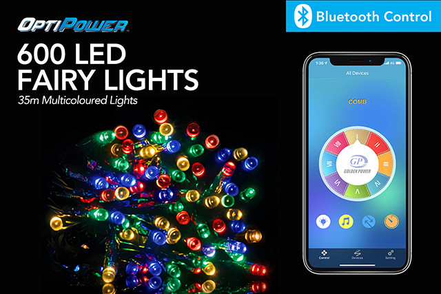 BLUETOOTH APP CTRL LIGHTS 35M MUSIC TIME DIM 8 FUN 600 MULT