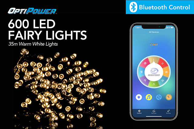 BLUETOOTH APP CTRL LIGHTS 35M MUSIC TIME DIM 8 FUN 600 WHITE