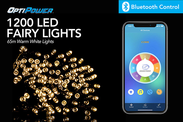 BLUETOOTH APP CTRL LIGHTS 65M MUSIC TIME DIM 8 FUN 1200 WHT